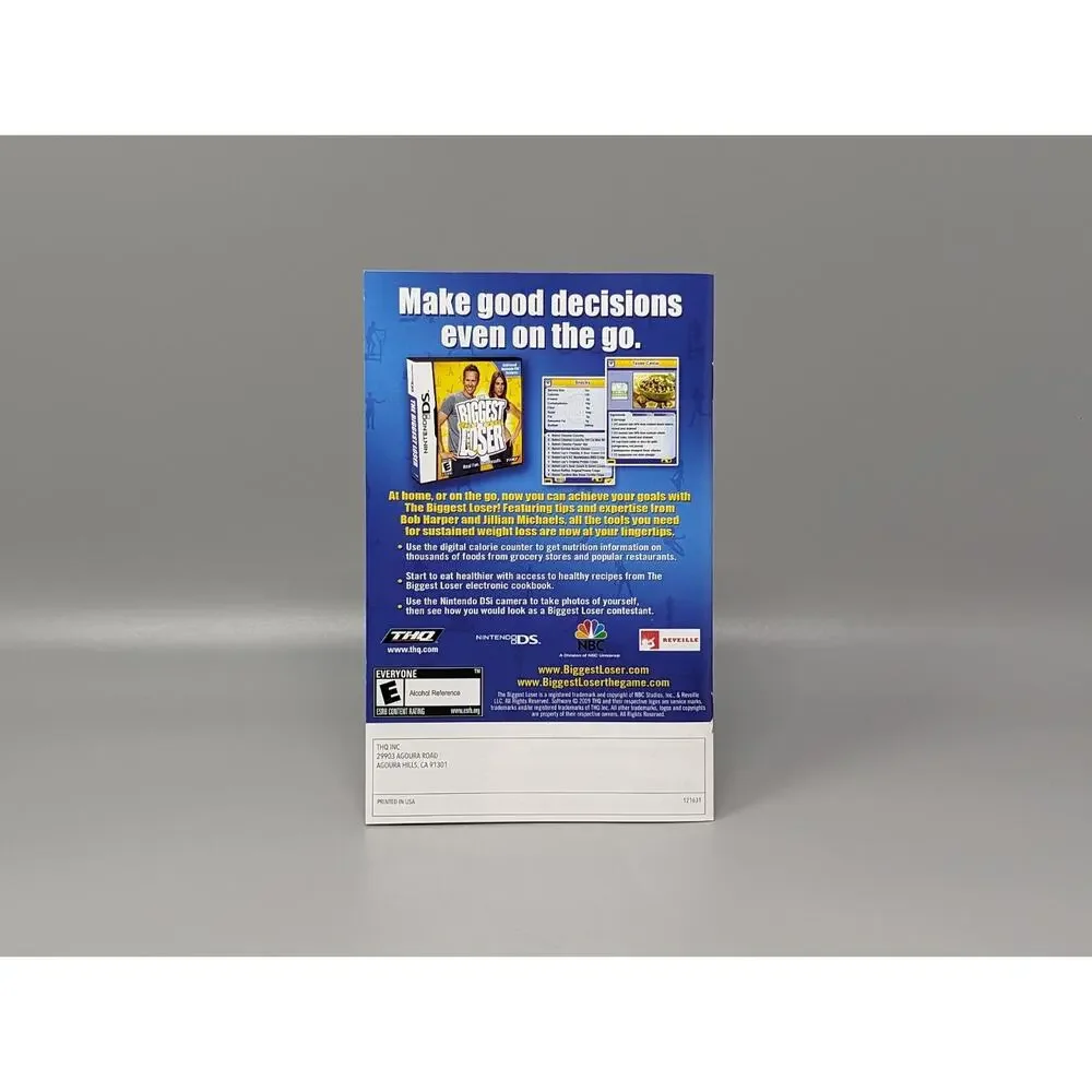 The Biggest Loser Nintendo Wii Replacement Case & Manual Only No Game